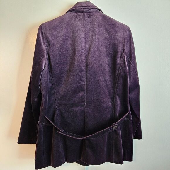Liz Claiborne Y2K Double Breasted Velvet Coat in Eggplant - Size PS - Picture 5 of 13